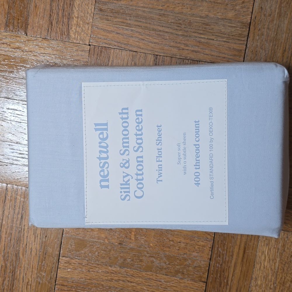 Nestwell Silky & Smooth Cotton Sateen 400 thread count twin flat sheet